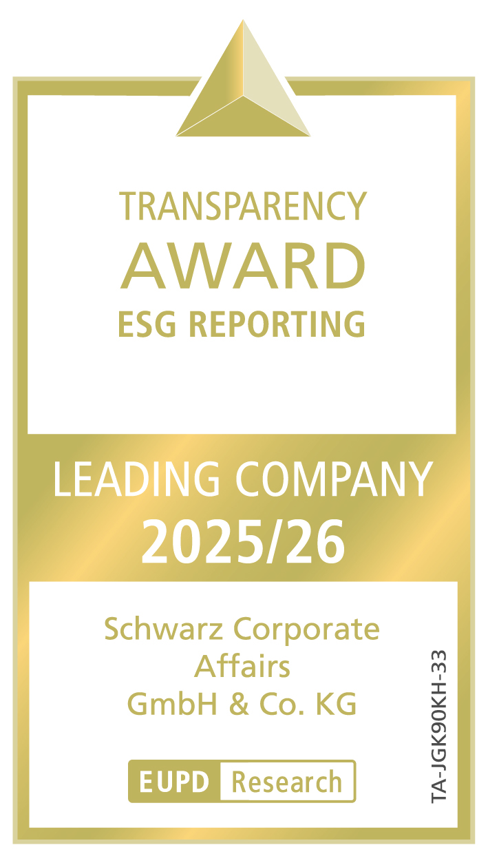 ESG Transparency Award ESG Reporting – Leading Company 2025/26 für Schwarz Corporate Affairs