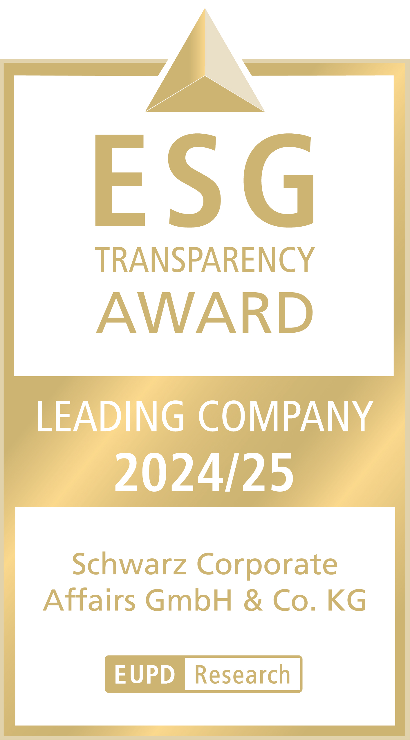 ESG Transparency Award Leading Company 2024/25 für Schwarz Corporate Affairs