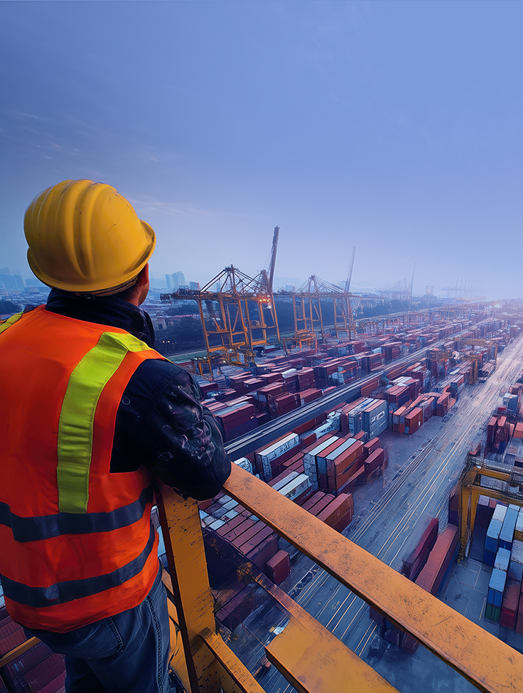 Worker watching the harbour