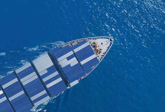 Container vessel at sea