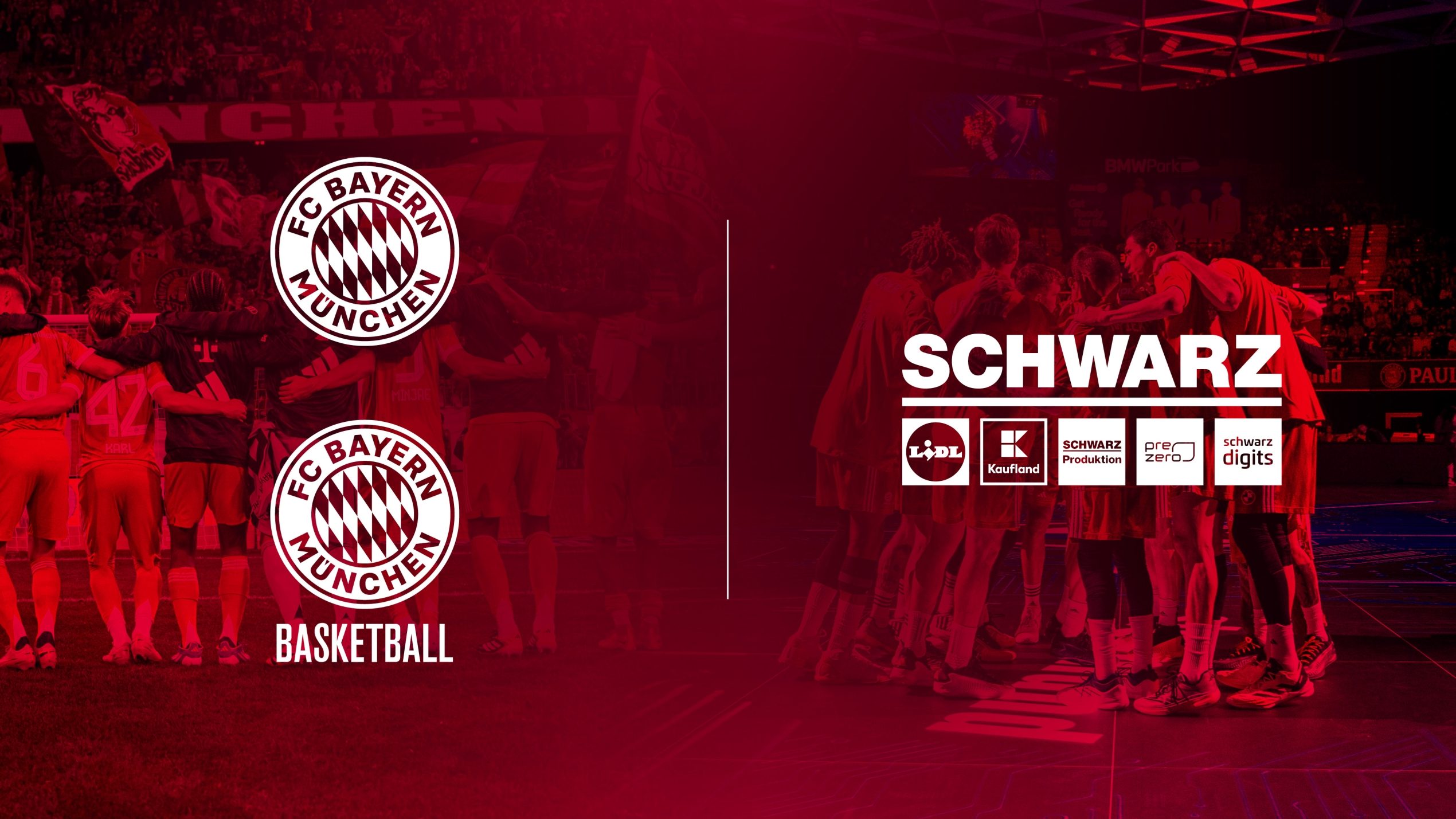 Logos von Schwarz Gruppe, FC Bayern und FC Bayern Basketball