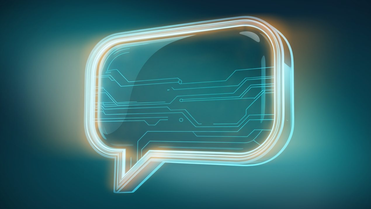 Digital speech bubble in the Workspace by STACKIT look