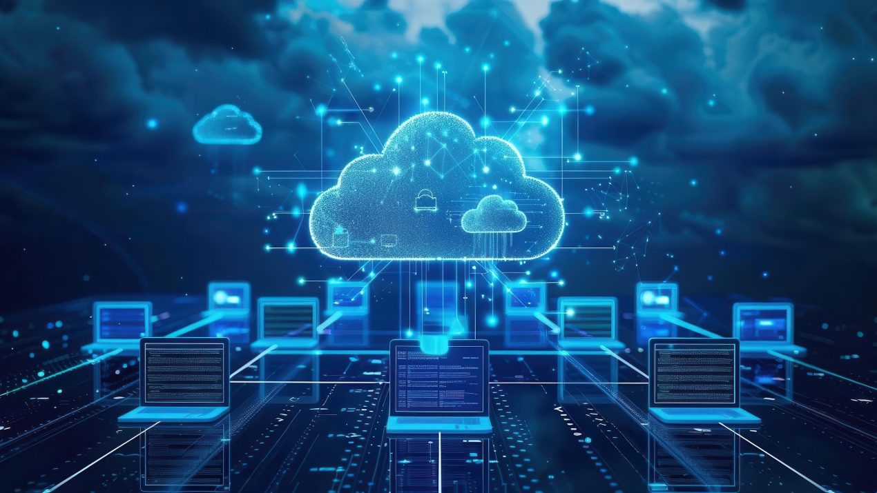 Eine Cloud die mit verschiedenen Geräten verbunden ist