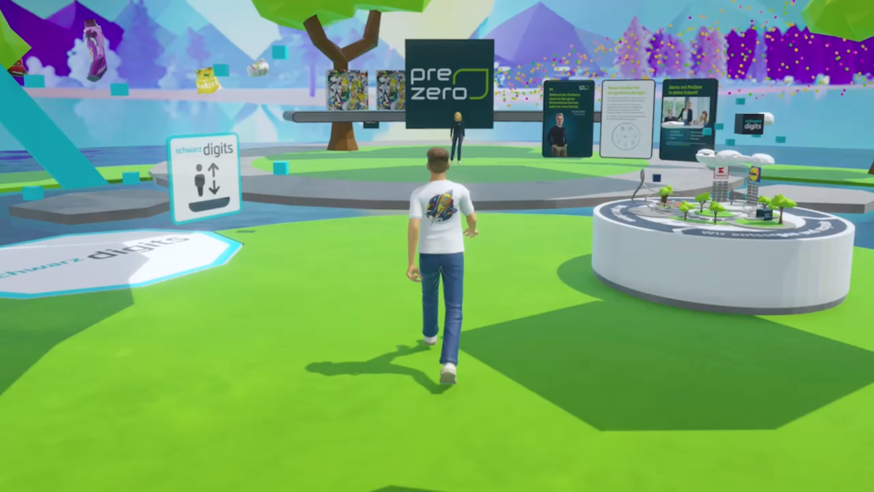 STACKIT Spaces Demo Vorschaubild - Avatar läuft in digitaler Welt
