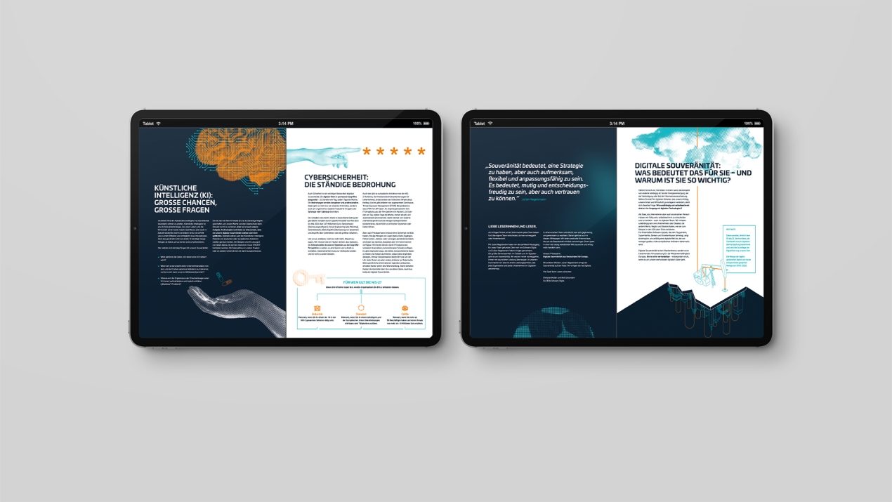 Zwei iPads, die einen Auszug aus dem Dokument abbilden