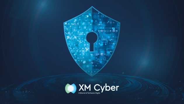 Souveräne Cybersicherheit - hier ist ein durch KI erstelltes Schild mit einem Schloss zu sehen. Darunter das Logo der XM Cyber - a Brand of Schwarz Digits