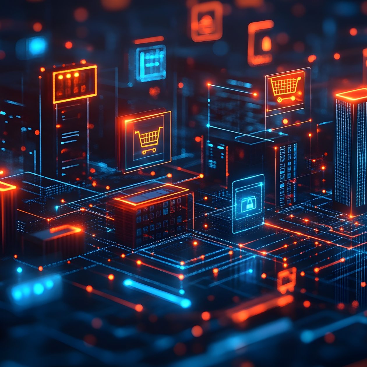Digital cloud marketplace and e-commerce platforms in a networked, virtual city