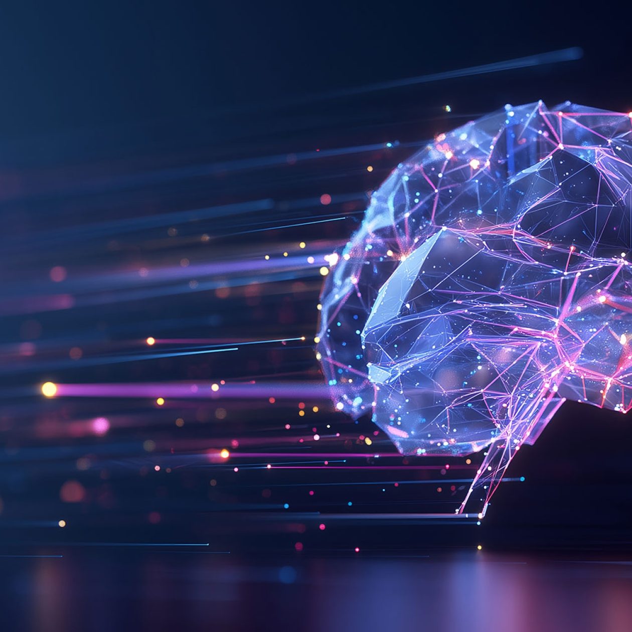 Glowing neural network brain hero image symbolizing Artificial Intelligence, Machine Learning, and data science.