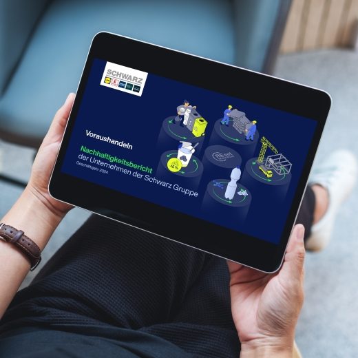 Darstellung Cover Nachhaltigkeitsbericht GJ24 auf Tablet