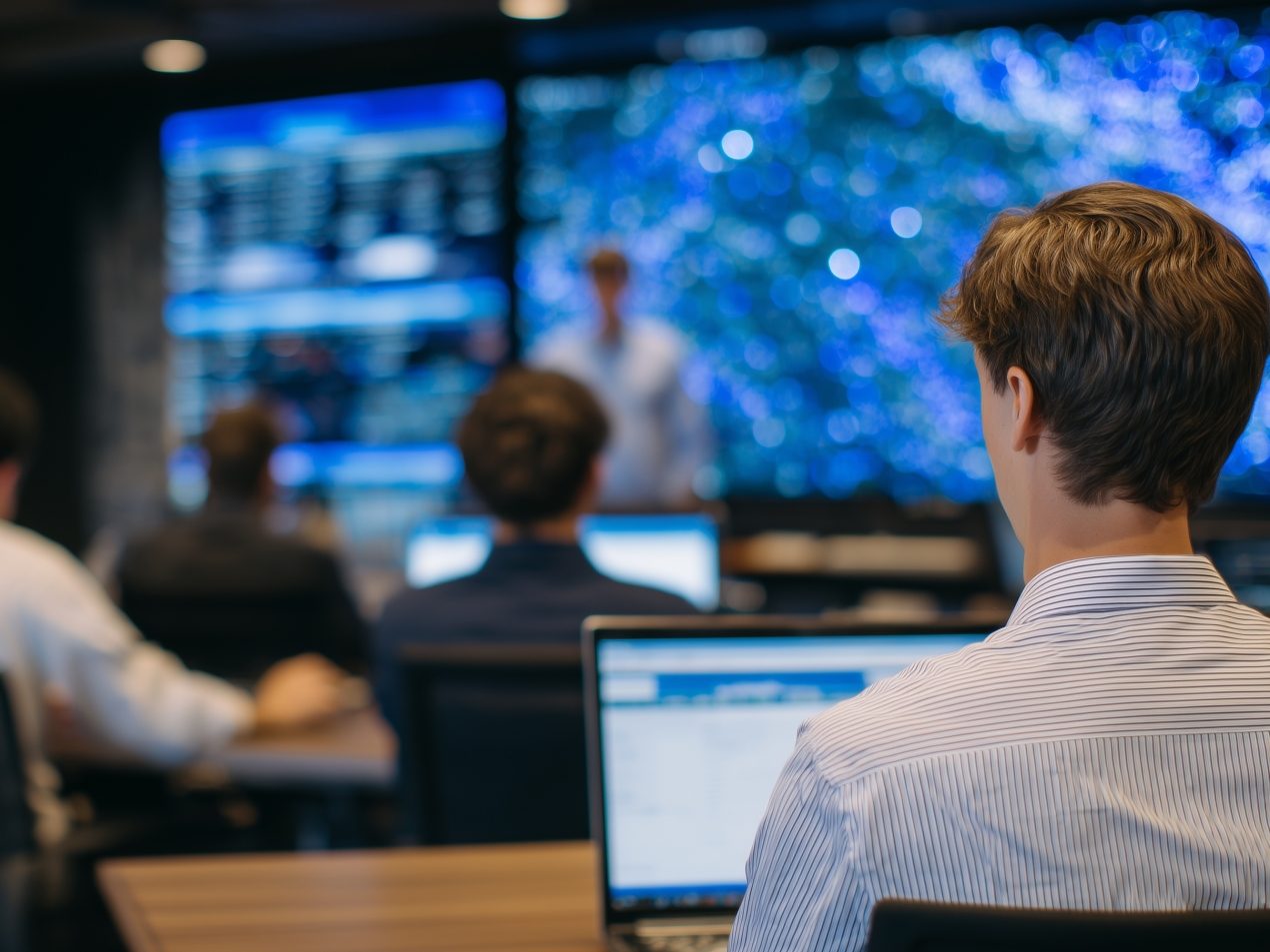 Employees in front of the laptop
