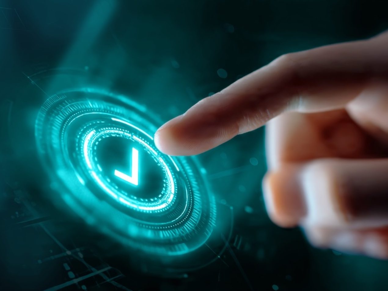 Partner Start Button - Finger der auf ein Check Symbol zeigt