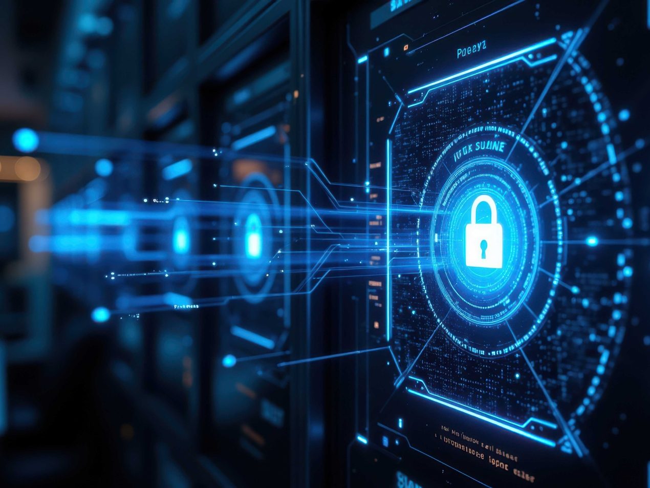 Konzeptbild für Serversicherheit und digitalen Schutz vor Cyberangriffen