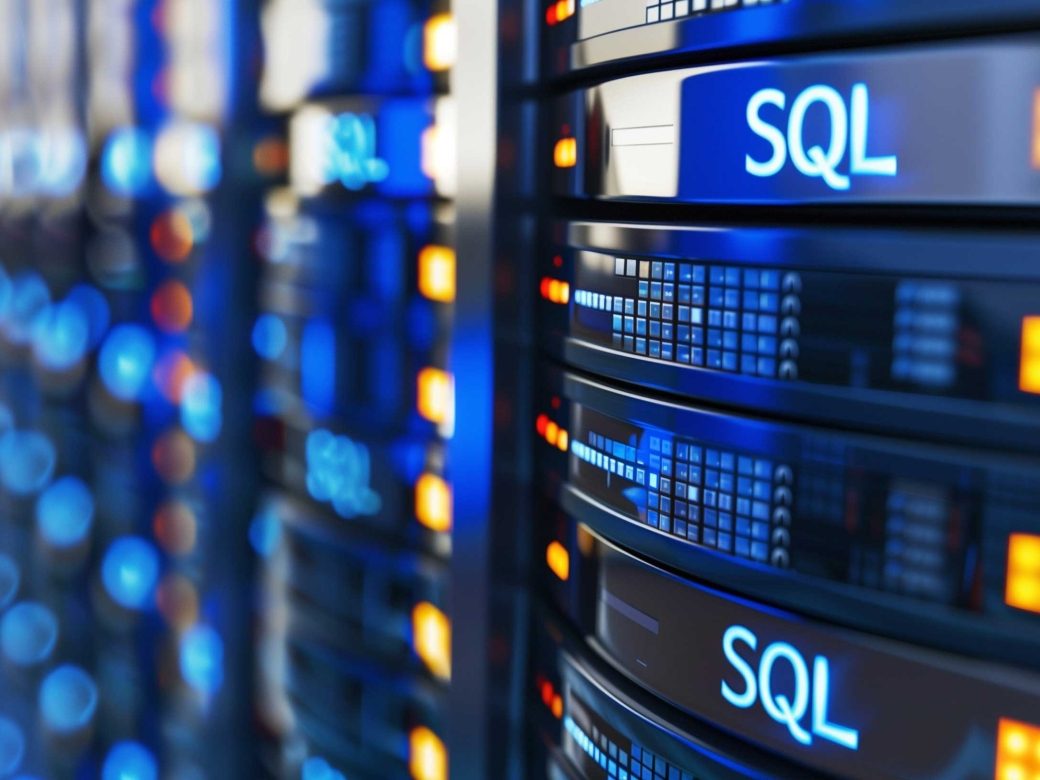 SQL database server racks and hosting systems in the data center
