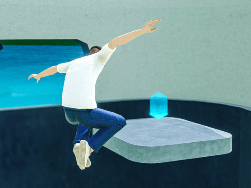 Avatar der von einer Platform auf eine andere hüpft