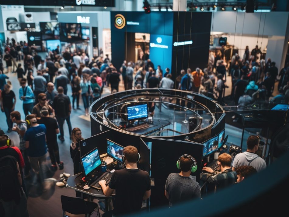 Bild von oben von einer Veranstaltung, Technik ist zu sehen.