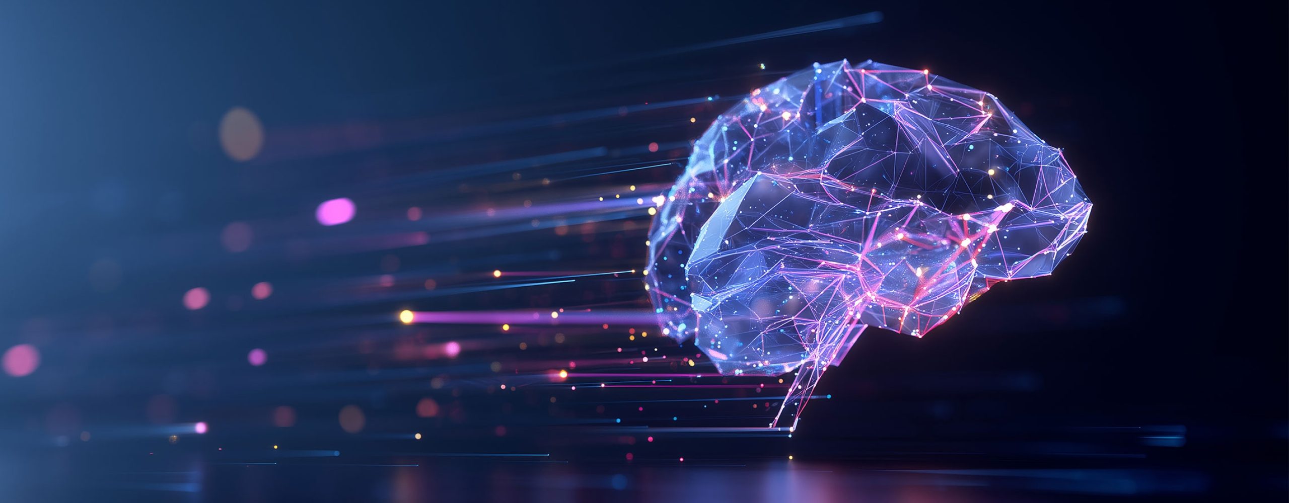 Glowing neural network brain hero image symbolizing Artificial Intelligence, Machine Learning, and data science.