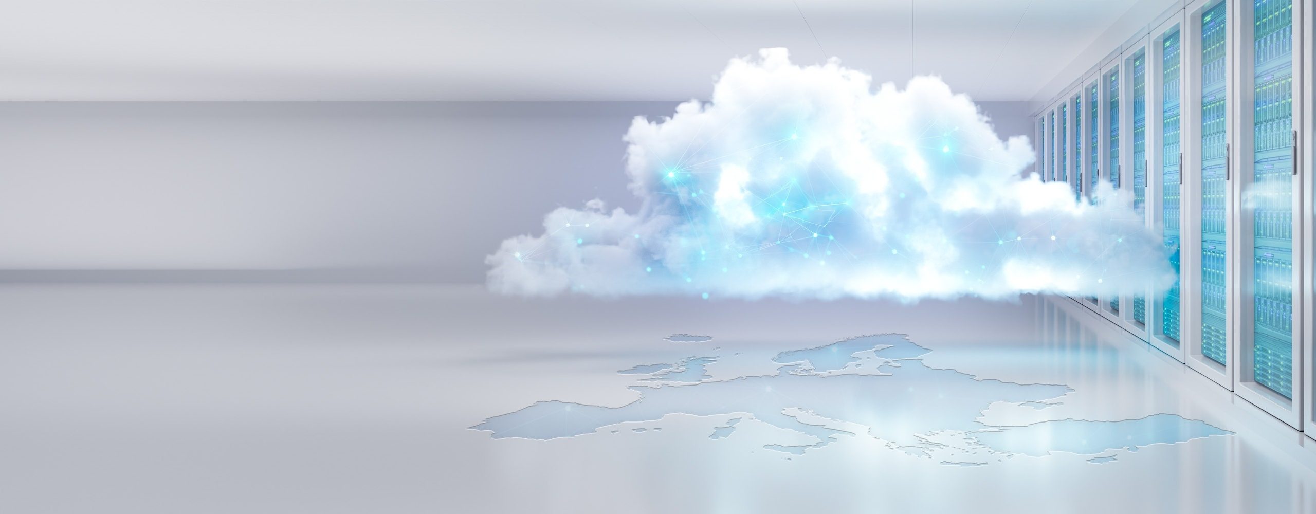 STACKIT Keyvisual Hyperscaler: Cloud Wolke im Rechenzentrum
