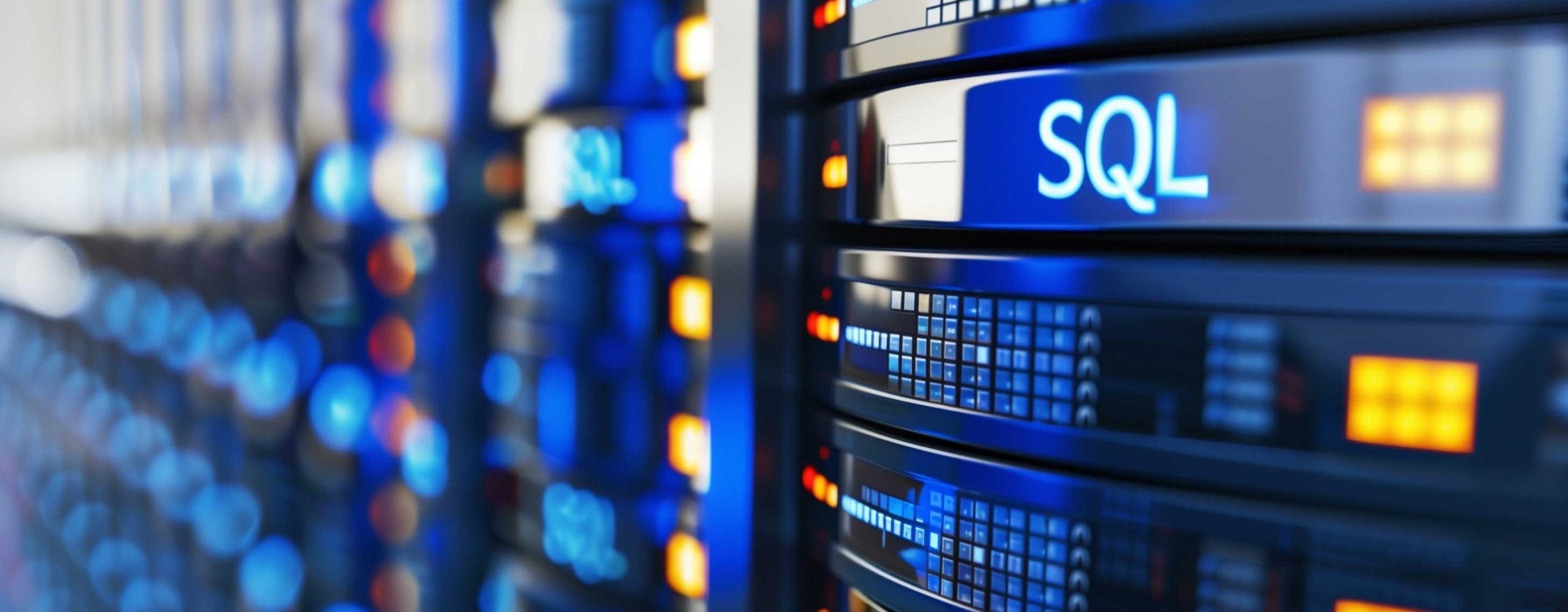 SQL database server racks and hosting systems in the data center