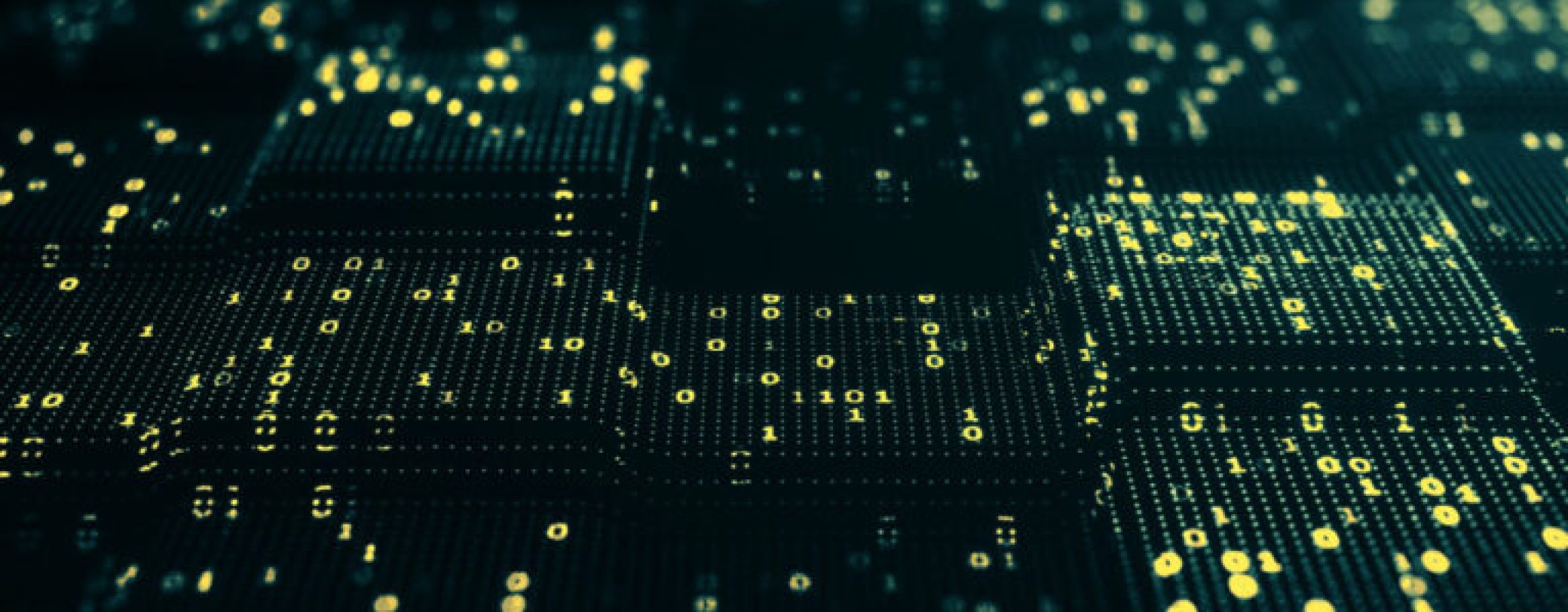 Abstract image of binary data (zeros and ones) on a digital surface