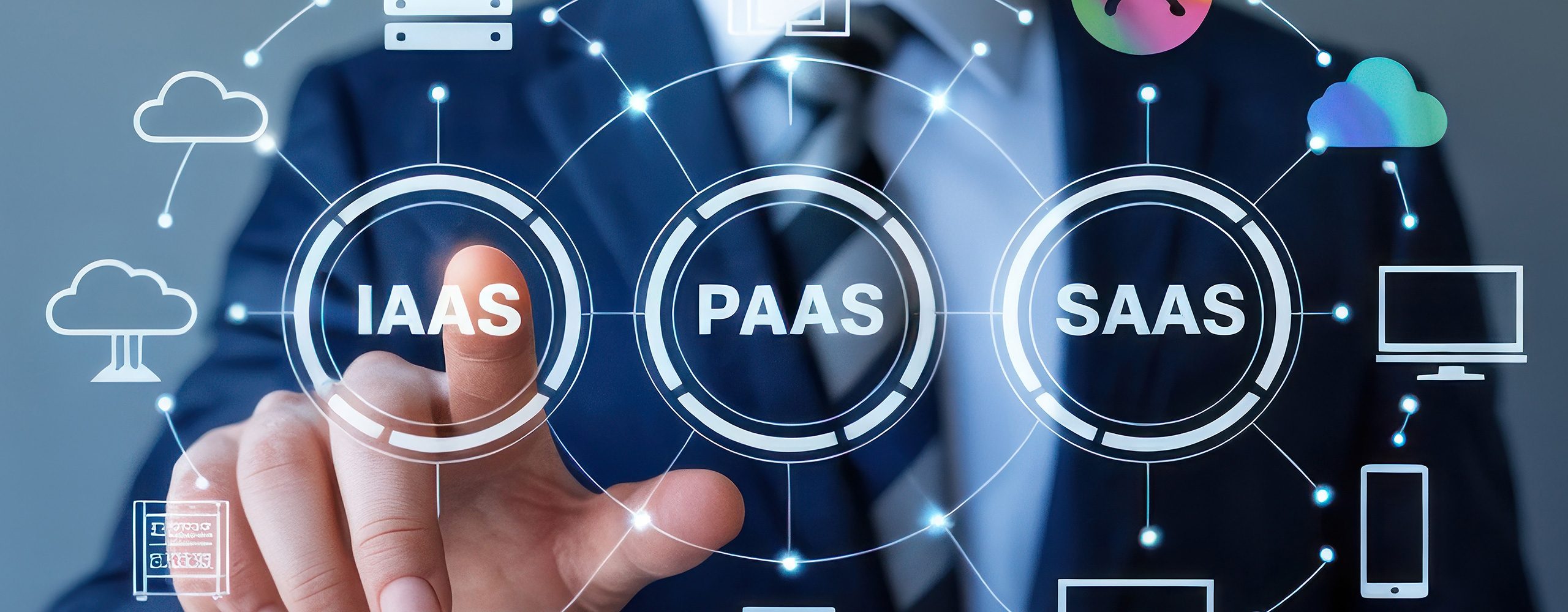 Man chooses cloud services: IaaS, PaaS, SaaS | Cloud computing models and IT infrastructure