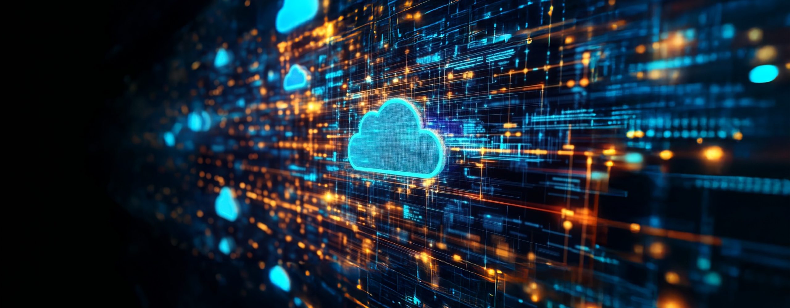Digitale Cloud Wolke im digitalen Fluss