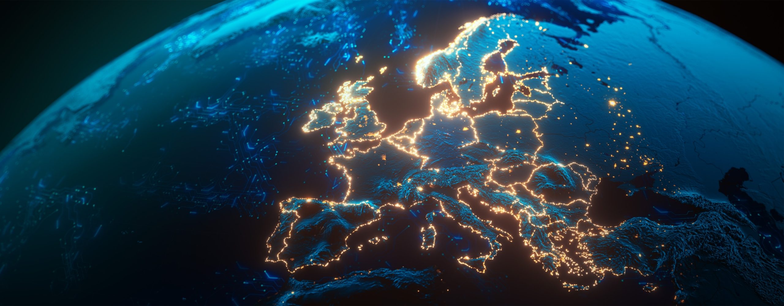 Digitized map of Europe with illuminated network points and the Schwarz Digits logo. Text: "European Sovereign Stack Standard (ES³) - With the ES³ we make digital independence measurable."