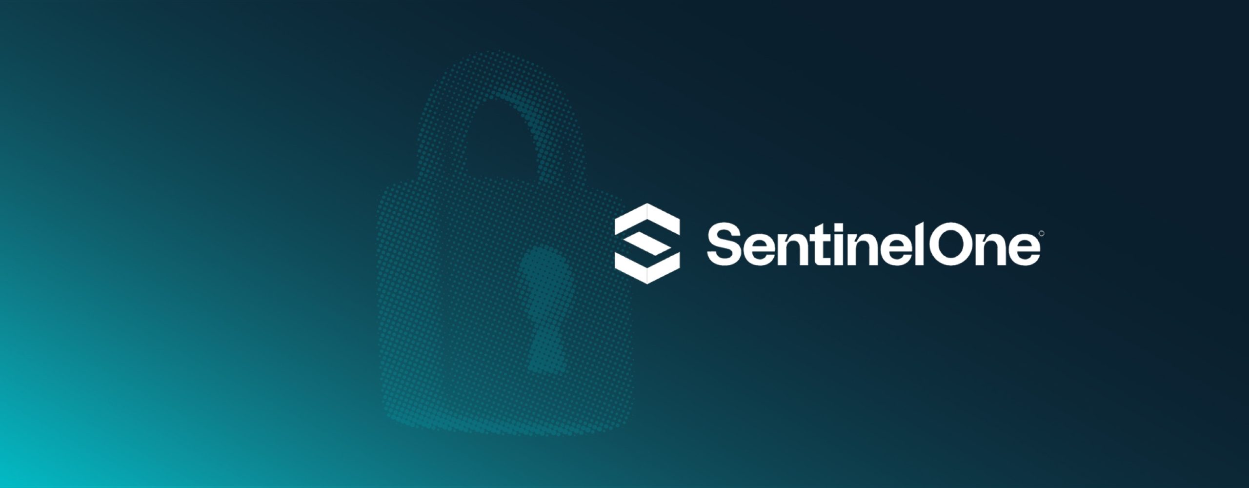 The SentinelOne logo is displayed on a dark blue background with a light blue gradient.
