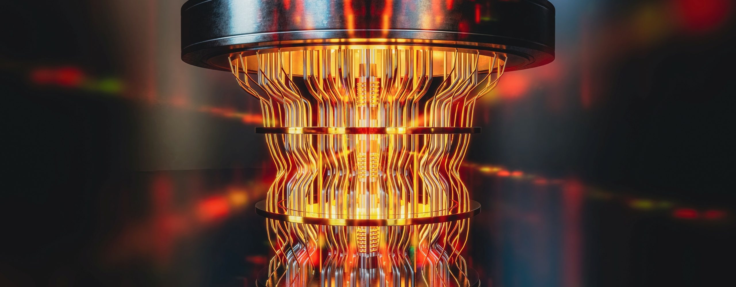 A futuristic glowing quantum computer unit