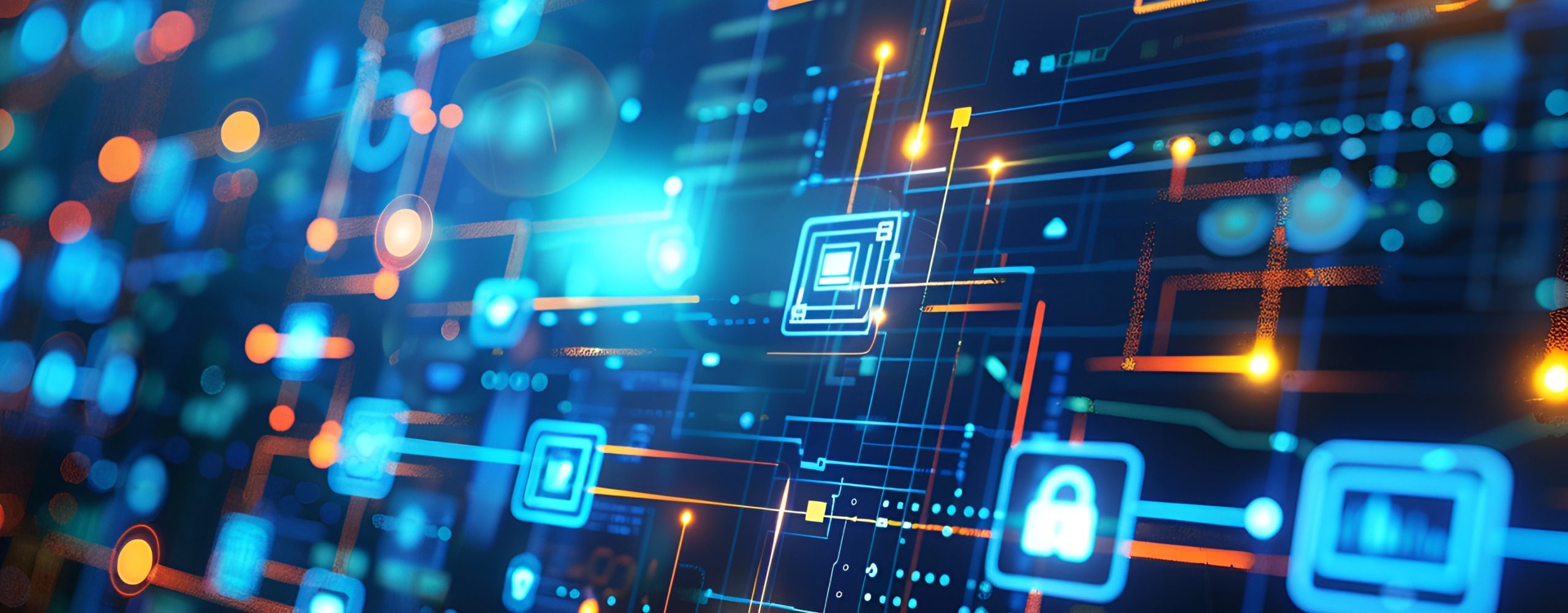 Netzwerksicherheit und Datenverkehr in einer digitalen Infrastruktur mit Schutzsymbolen